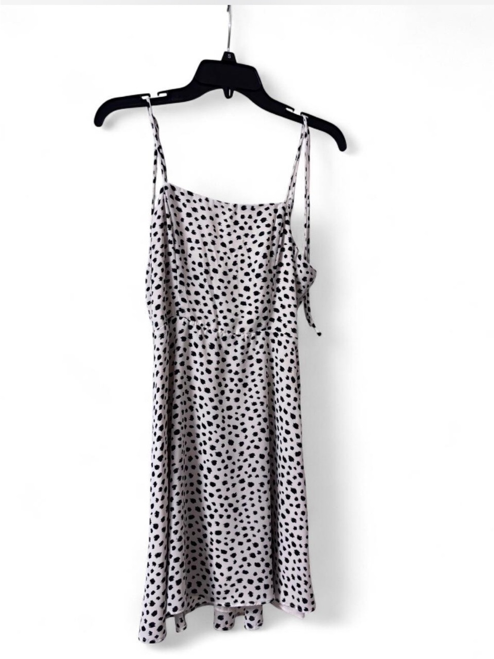 Tie-Strap Spotted Mini Dress - Black on White
